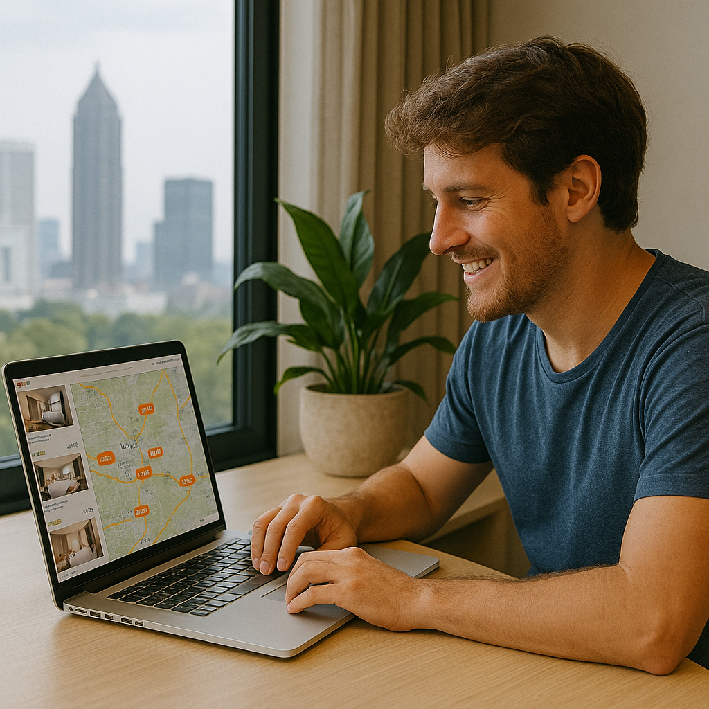 Use the map feature to find properties near your venue