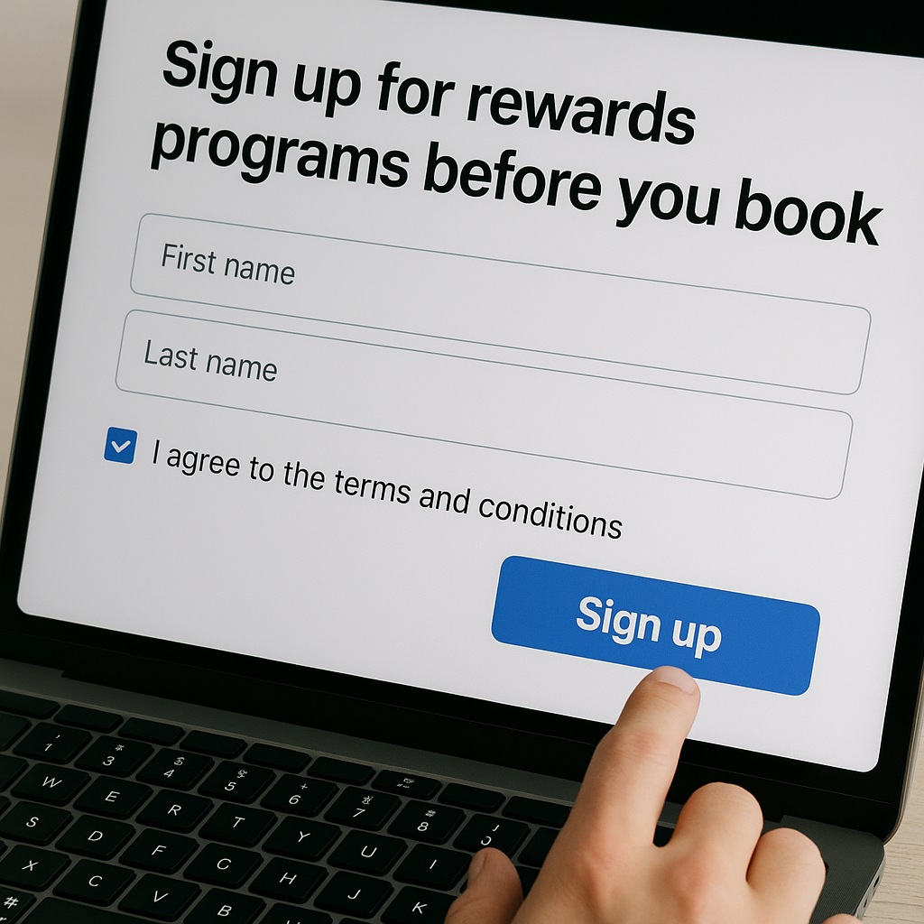 Sign up for rewards programs before you book.
